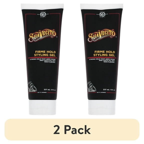 (2 pack) Suavecito Firme Hold Styling Gel, for All Hair Types, Men, 8 oz