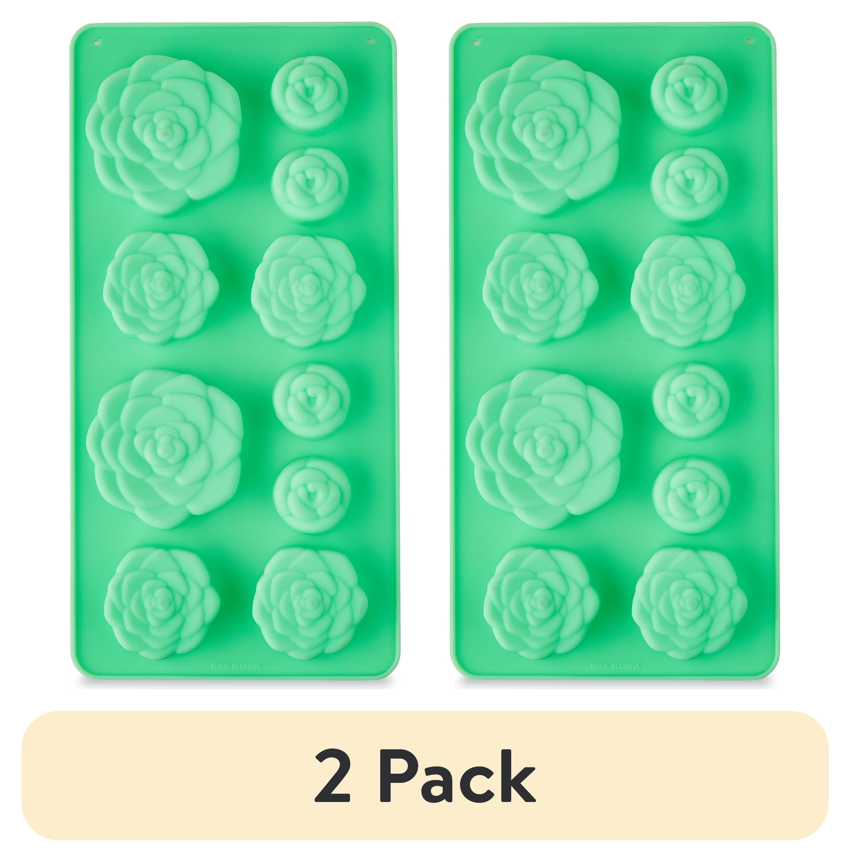 (2 pack) 1 Count, 4 x 8 IN, 10-Cavity, Succulent Shape, Silicone Chocolate, Candy and Baking Mold, by Way To Celebrate