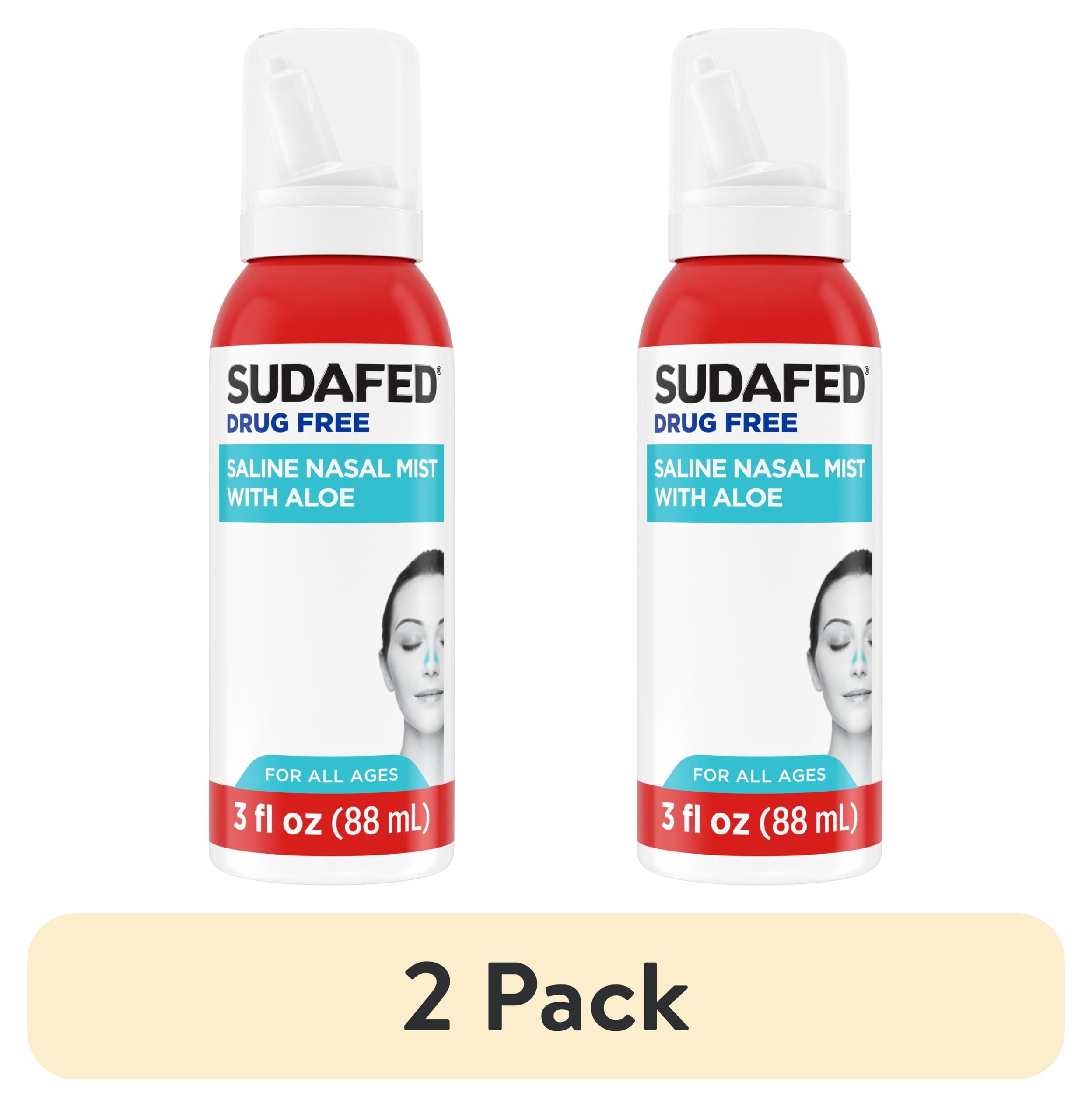 (2 pack) Sudafed Non-Medicated Saline Nasal Mist with Aloe, 3 fl. oz