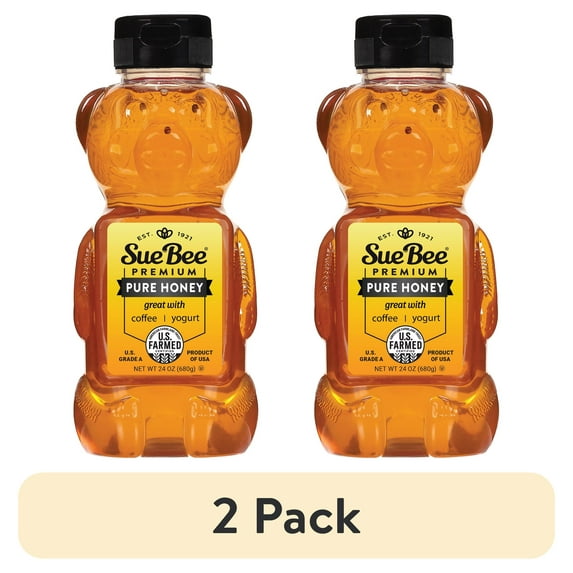 (2 pack) Sue Bee Honey, Premium Clover Honey, 24 oz