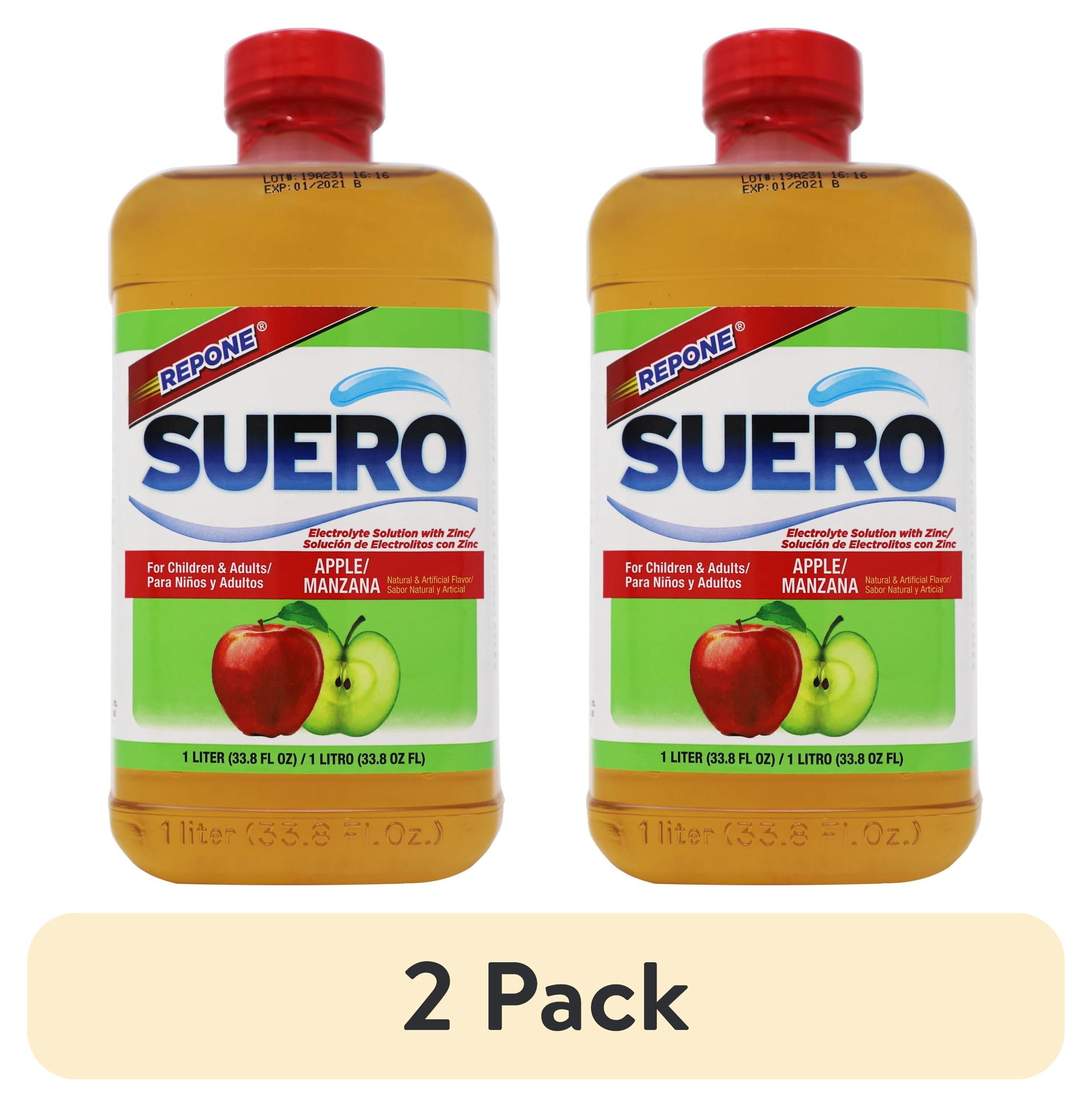 (2 pack) Suero Repone Electrolyte Solution, Apple, for Adults and Children 1 Year and Older, 33.8 Fl oz Bottle