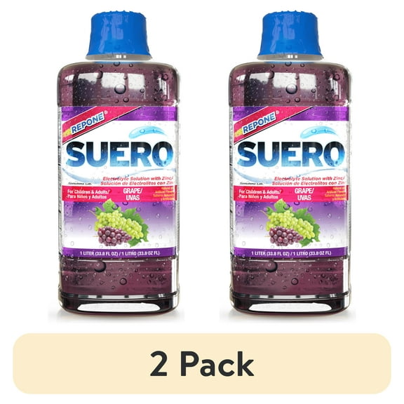 (2 pack) Suero Repone Electrolyte Drink, Grape, 1 Liter