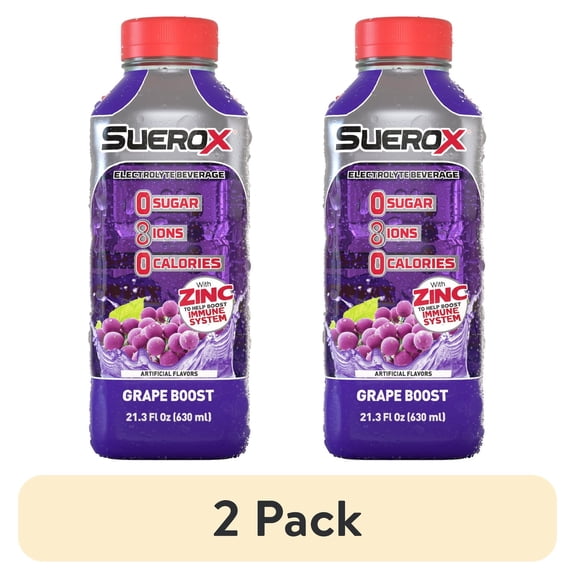 (2 pack) Suerox Grape Boost Electrolyte Beverage 21.3 oz, Regular Size, 1 Count