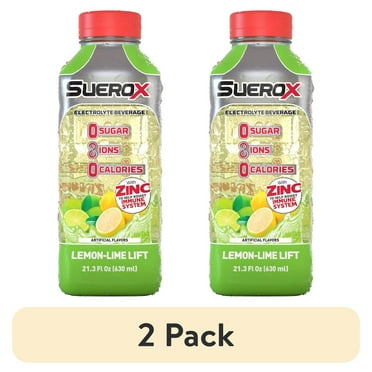 (2 pack) SueroX Zero Sugar Electrolyte Drink for Hydration & Recovery, Lemon-Lime Lift, 21.3 fl oz, 1 Count