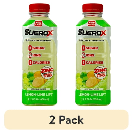 (2 pack) SueroX Zero Sugar Electrolyte Drink for Hydration & Recovery, Lemon-Lime Lift, 21.3 fl oz, 1 Count