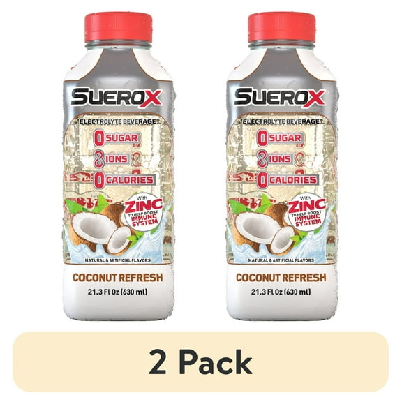 (2 pack) Suerox Coconut Electrolyte Drink, Hydration Zero Sugar, 21.3 fl oz