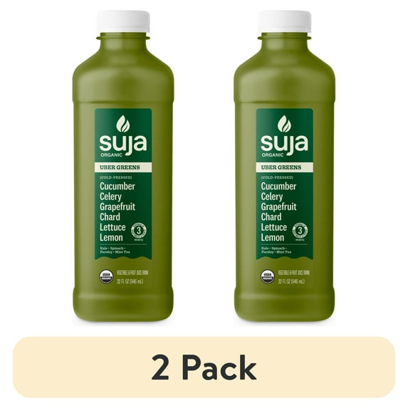 (2 pack) Suja Organic Uber Greens Cold Pressed Juice Drink, 32 fl oz Bottle