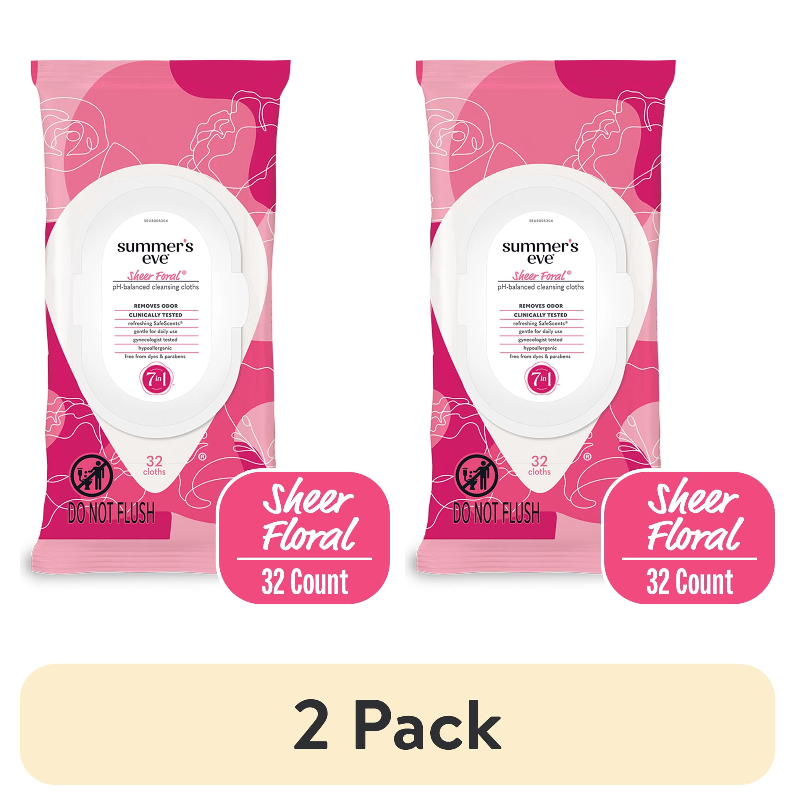 (2 pack) Summer’s Eve Sheer Floral Daily Feminine Wipes, 32 Ct
