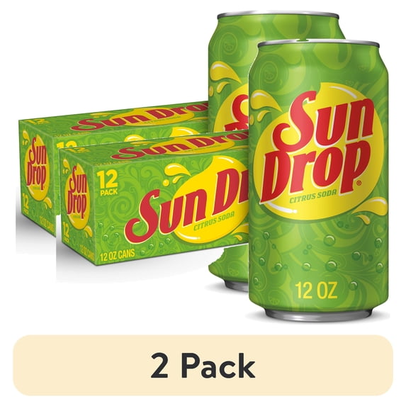 Sundrop Pops (2 pack) Sun Drop Citrus Soda Pop, 12 fl oz, 12 Pack Cans - Walmart.com