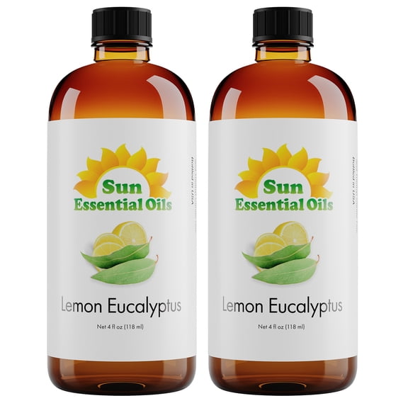 (2 pack) Sun Essential Oils 4oz - Lemon Eucalyptus Essential Oil - 4 Fluid Ounces