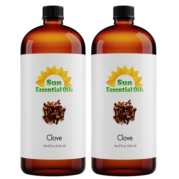 (2 pack) Sun Essential Oils 8oz - Clove Essential Oil - 8 Fluid Ounces