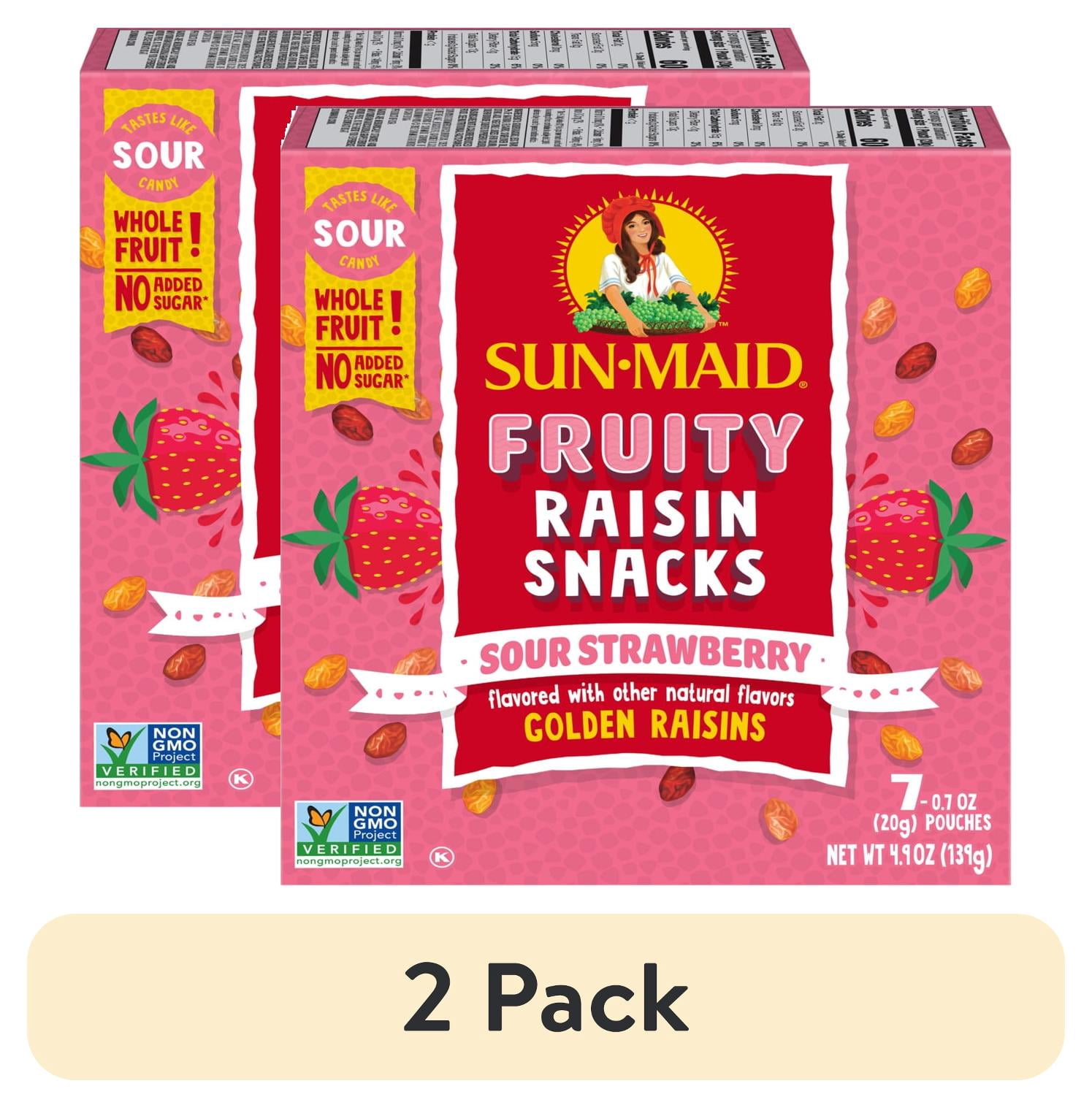 (2 pack) Sun-Maid® Fruity Raisin Snacks Sour Strawberry 7-Count Box/.7oz Pouches
