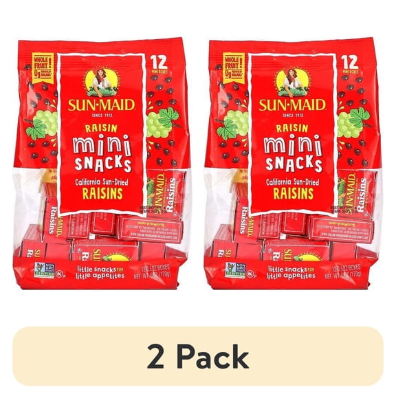(2 pack) Sun-Maid, Raisin Mini Snacks, 12 Boxes, 0.5 oz
