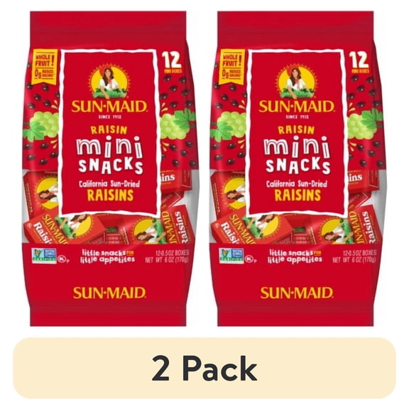 (2 pack) Sun-Maid Raisins Mini Snacks 12 ct / 0.5 oz