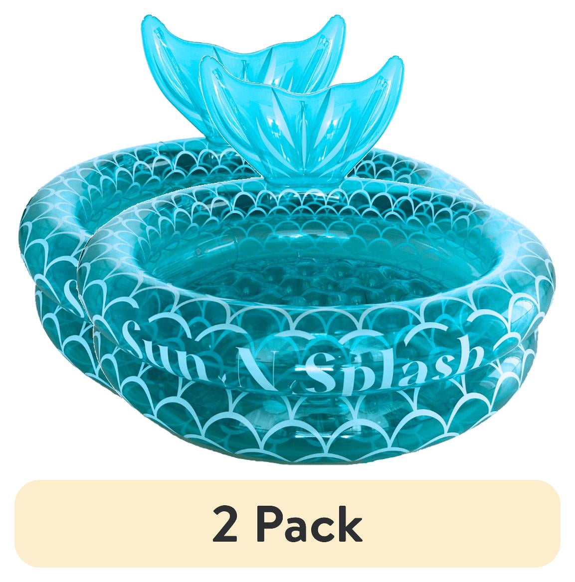 (2 pack) Sun N Splash Blue Mermaid Inflatable Kiddie Pool for Kids Ages 3+