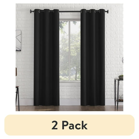 Sun Zero Arlo 2-Piece Textured Thermal Insulated Room Darkening Grommet Curtain Panel Pair, Gray, 40"W x 63"L