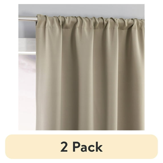 (2 pack) Sun Zero Laredo 2-pack 100% Blackout Rod Pocket Curtain Panel Pair, 37"x84", Taupe