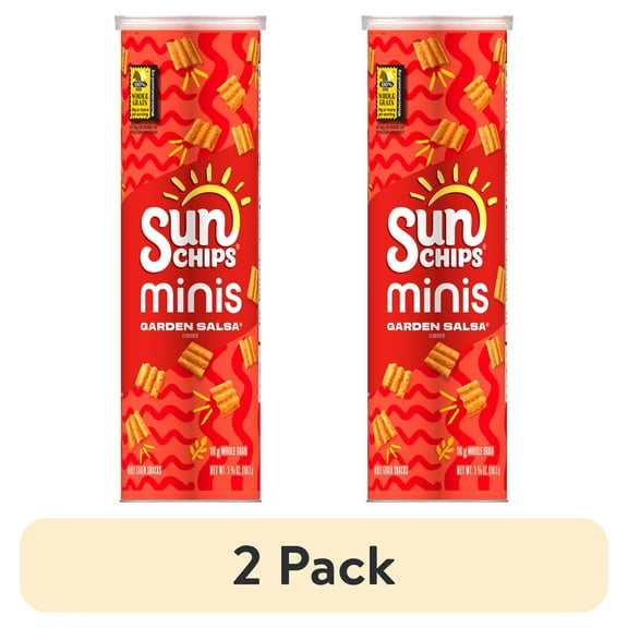 (2 pack) SunChips Minis Garden Salsa Flavored Canister, 3.75 oz