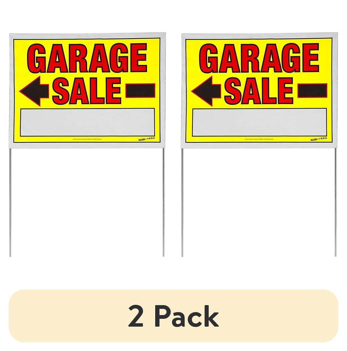 (2 pack) Sunburst Systems 3925 Large Double-Sided Garage Sale Sign with Metal U-Stake, 22"W x 32"H (Assembled)