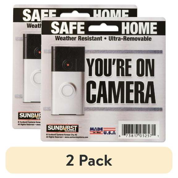 (2 pack) Sunburst Systems 5" x 5" Silver Vinyl You're On Camera Decal Sticker