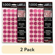 (2 pack) Sunburst Systems 7035 Price Labels Stickers Pre-Printed for Garage, Yard or Estate Sales -1000 Count, Pink