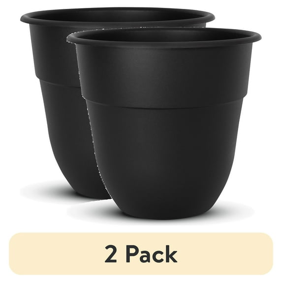 (2 pack) Suncast 10-inch Indoor/Outdoor Resin Flower Planter, Black