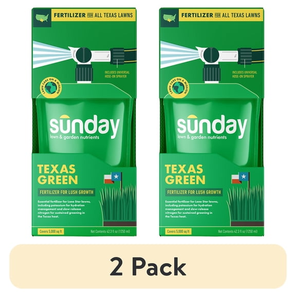 (2 pack) Sunday Texas Green 5,000 Sq. Ft. Liquid Lawn Fertilizer 42.3 oz 22-0-2