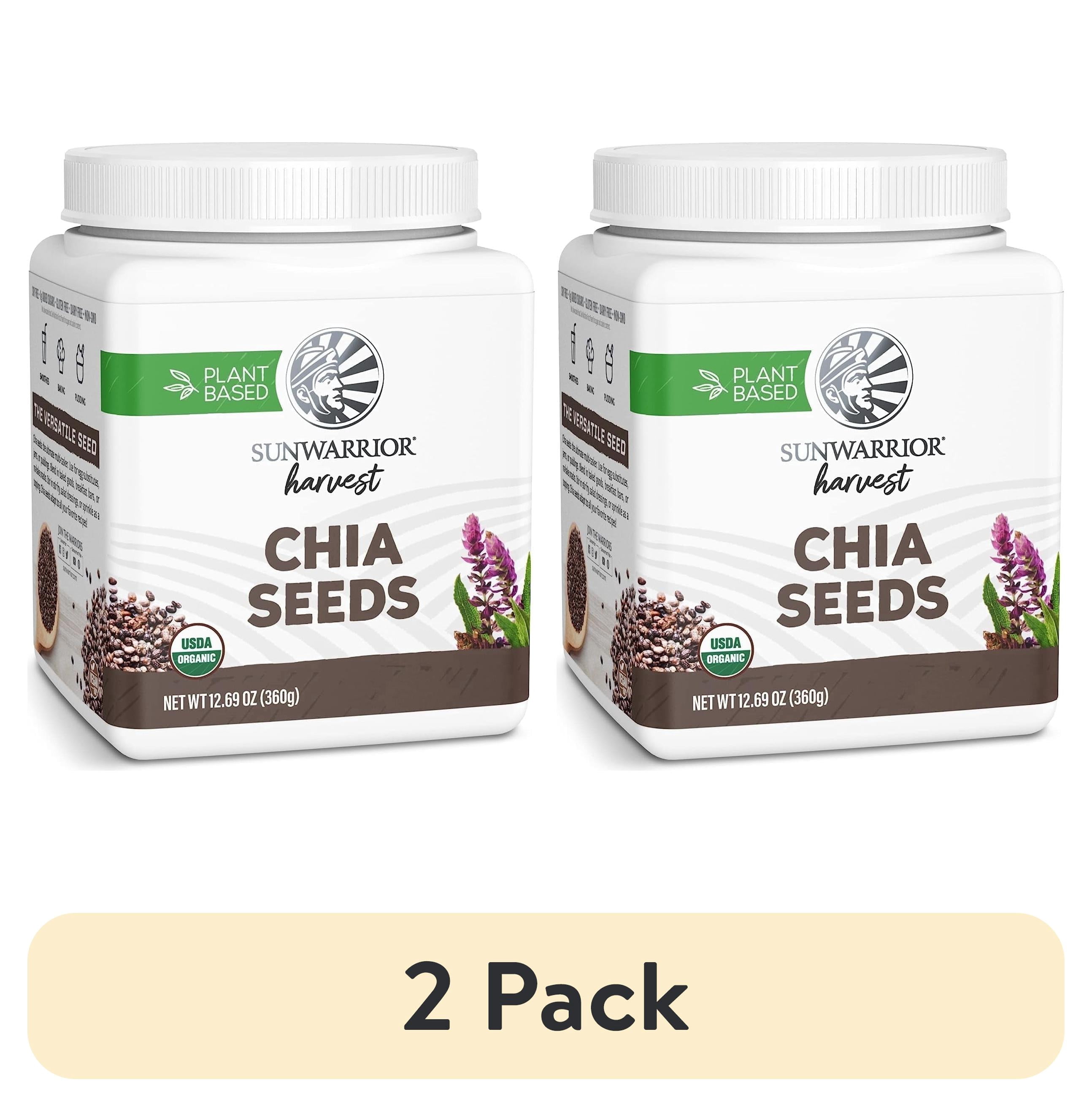 (2 pack) Sunwarrior Organic Chia Seeds, Non-GMO, Keto, Vegan, Superfood, 360g Tub (30 Servings)