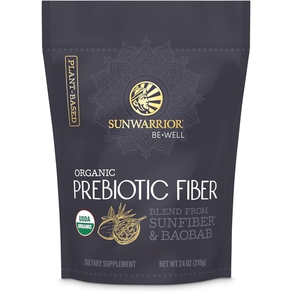 (2 pack) Sunwarrior Organic Prebiotic Fiber Supplement Powder for Gut Health Support & Digestive Harmony, 8 Oz
