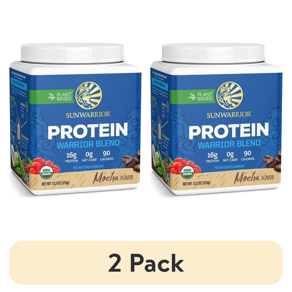 (2 pack) Sunwarrior Warrior Blend Mocha Vegan Protein Powder 30 Servings