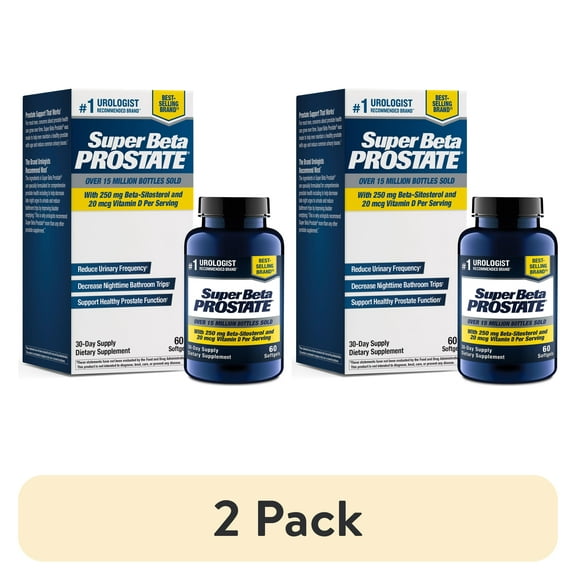 (2 pack) Super Beta Prostate, Recommended Prostate Supplement for Men, Reduce Bathroom Trips Night, Promote Sleep & Bladder Emptying, Beta Sitosterol, 60 Count, Softgels