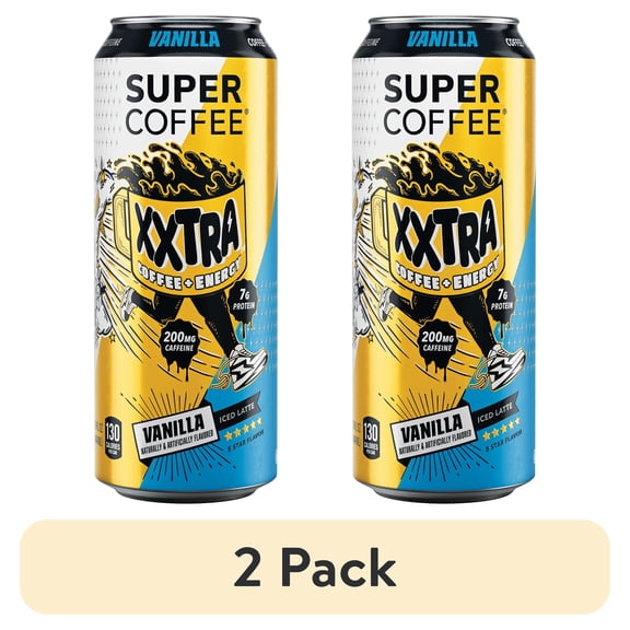(2 pack) Super Coffee XXTRA Vanilla Iced Coffee Bottle, 15 fl oz