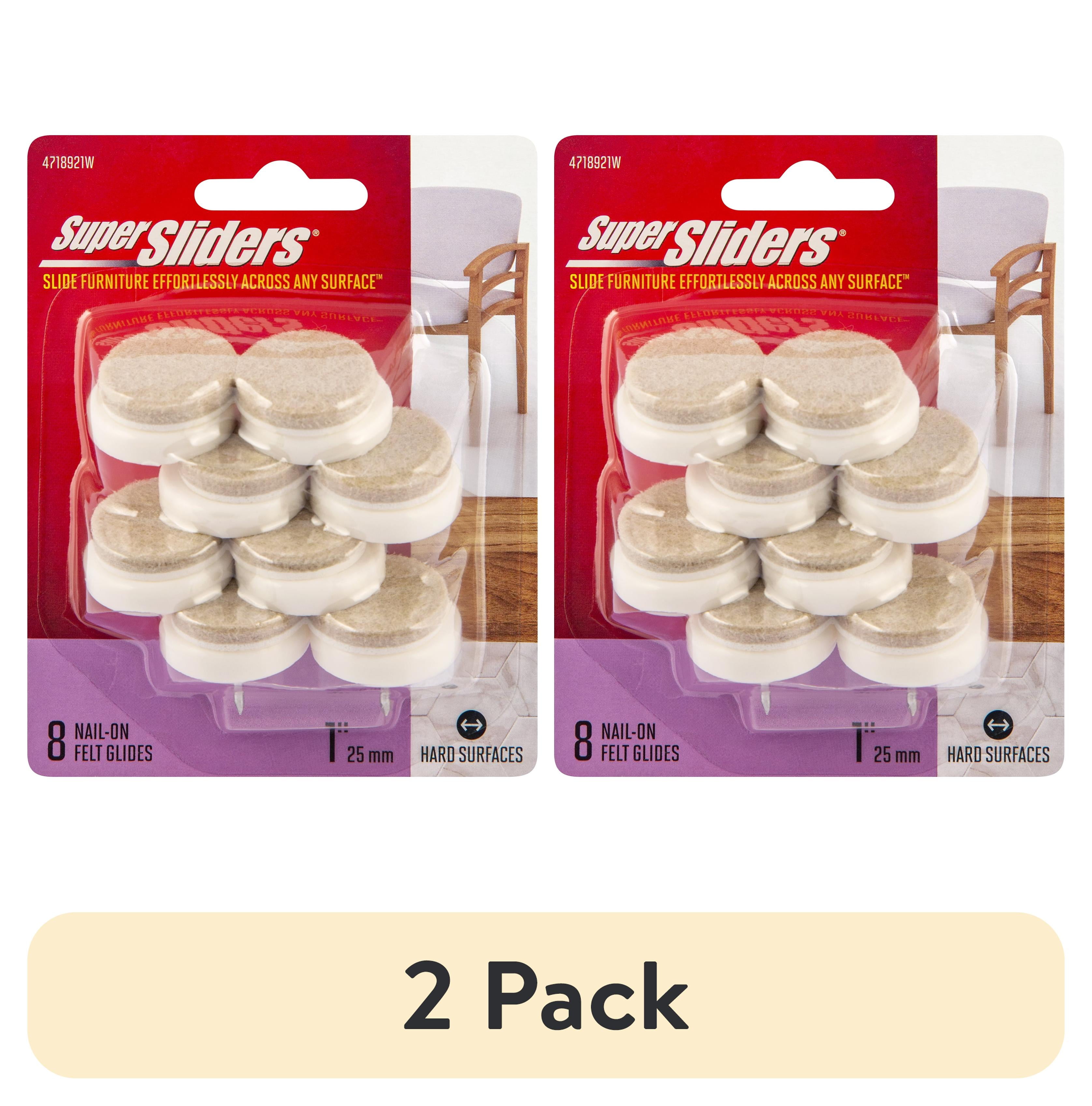 (2 pack) Super Sliders 1" Round Nail on Felt Furniture Pad for Straight Legs Beige, 8 Pack