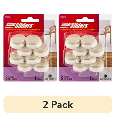 (2 pack) Super Sliders 1" Round Nail on Felt Furniture Pad for Straight Legs Beige, 8 Pack