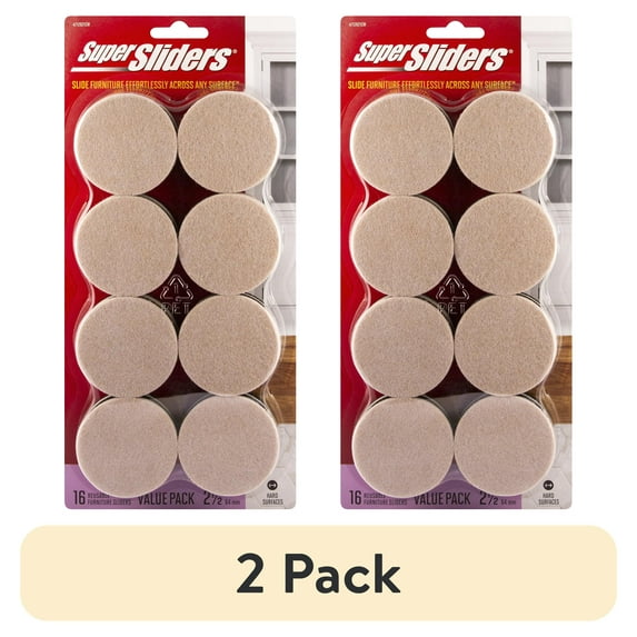 (2 pack) Super Sliders 2-1/2" Round Felt Furniture Sliders Beige, 16 Pack