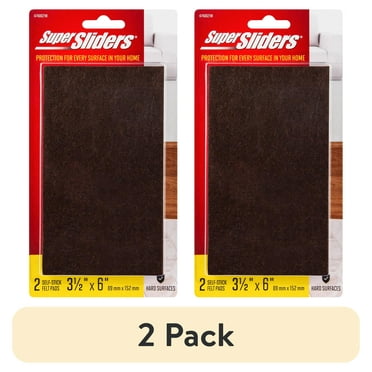 (2 pack) Super Sliders 3-1/2 x 6" Rectangle Self Stick Felt Pad for Hardwood Brown, 2 Pack