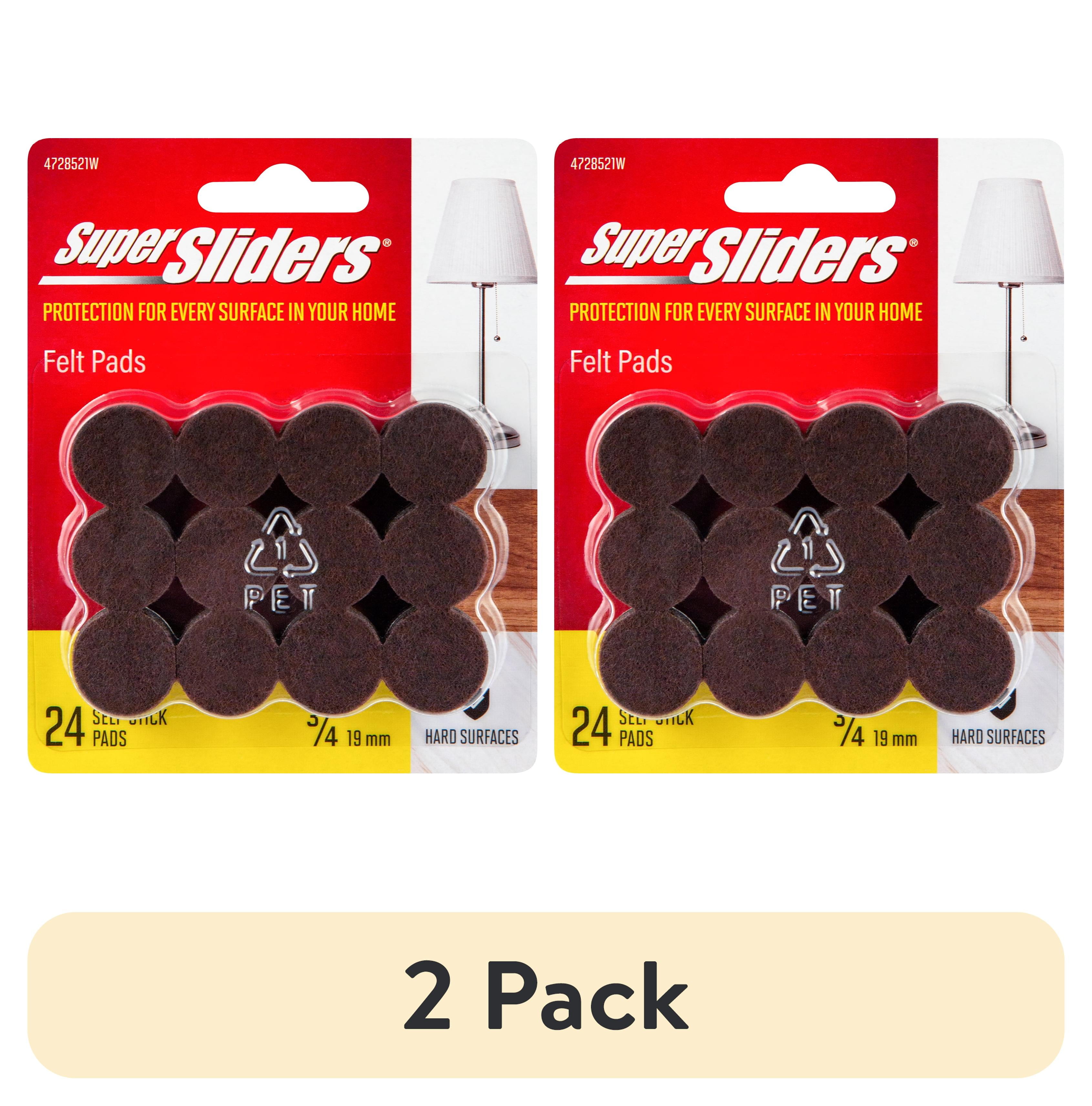 (2 pack) Super Sliders 3/4" Round Self Stick Felt Furniture Pads for Hardwood Brown, 24 Pack