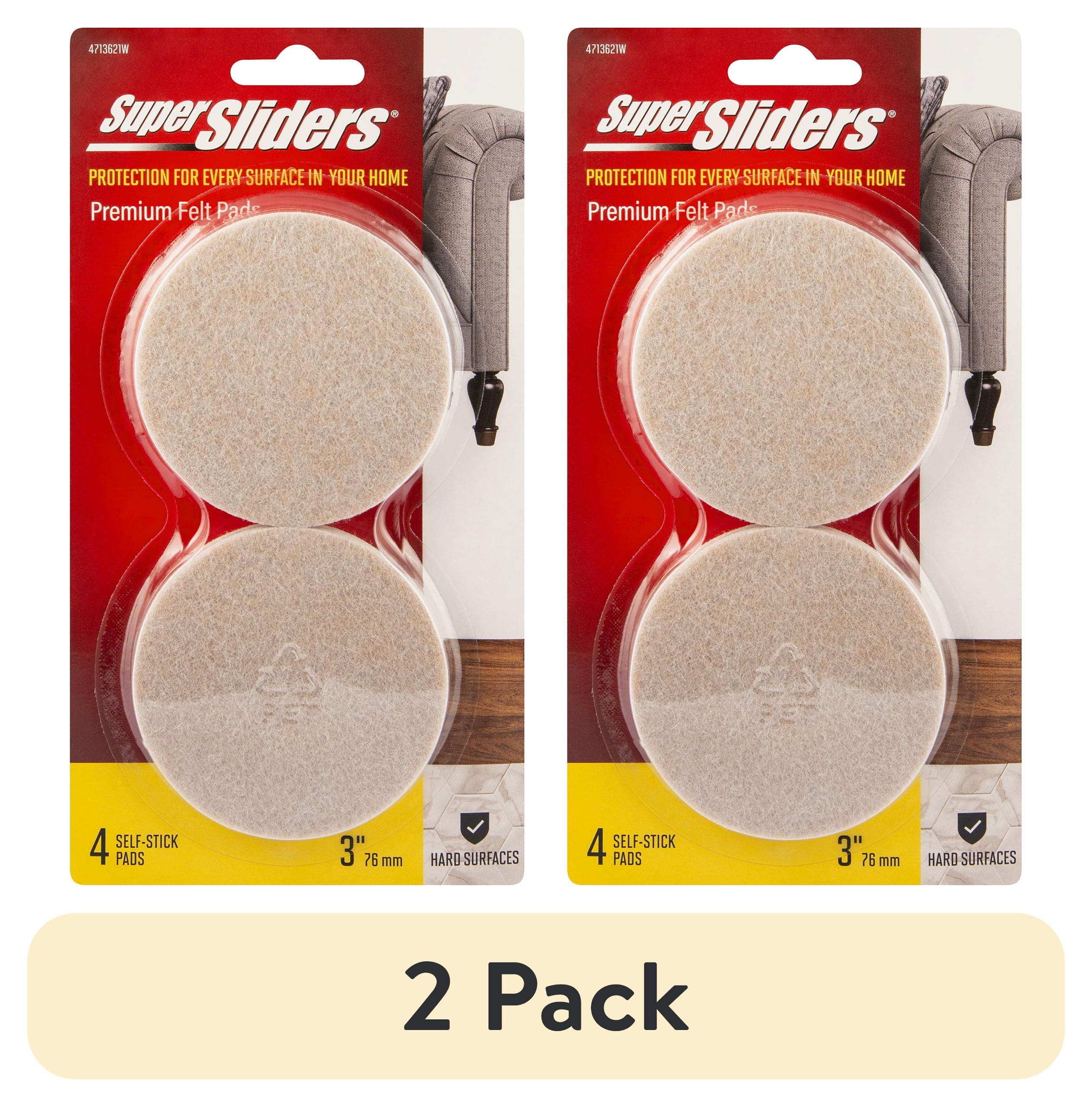 (2 pack) Super Sliders. 3" Round Self Stick Felt Furniture Pads for Hardwood Beige, 4 Pack