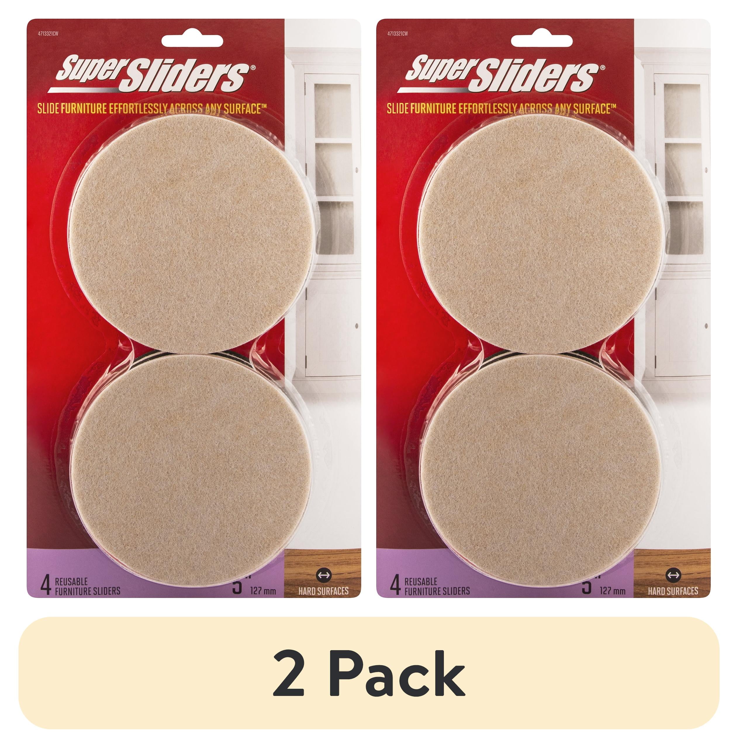 (2 pack) Super Sliders. 5 inch Round Felt Furniture Sliders Beige, 4 Pack
