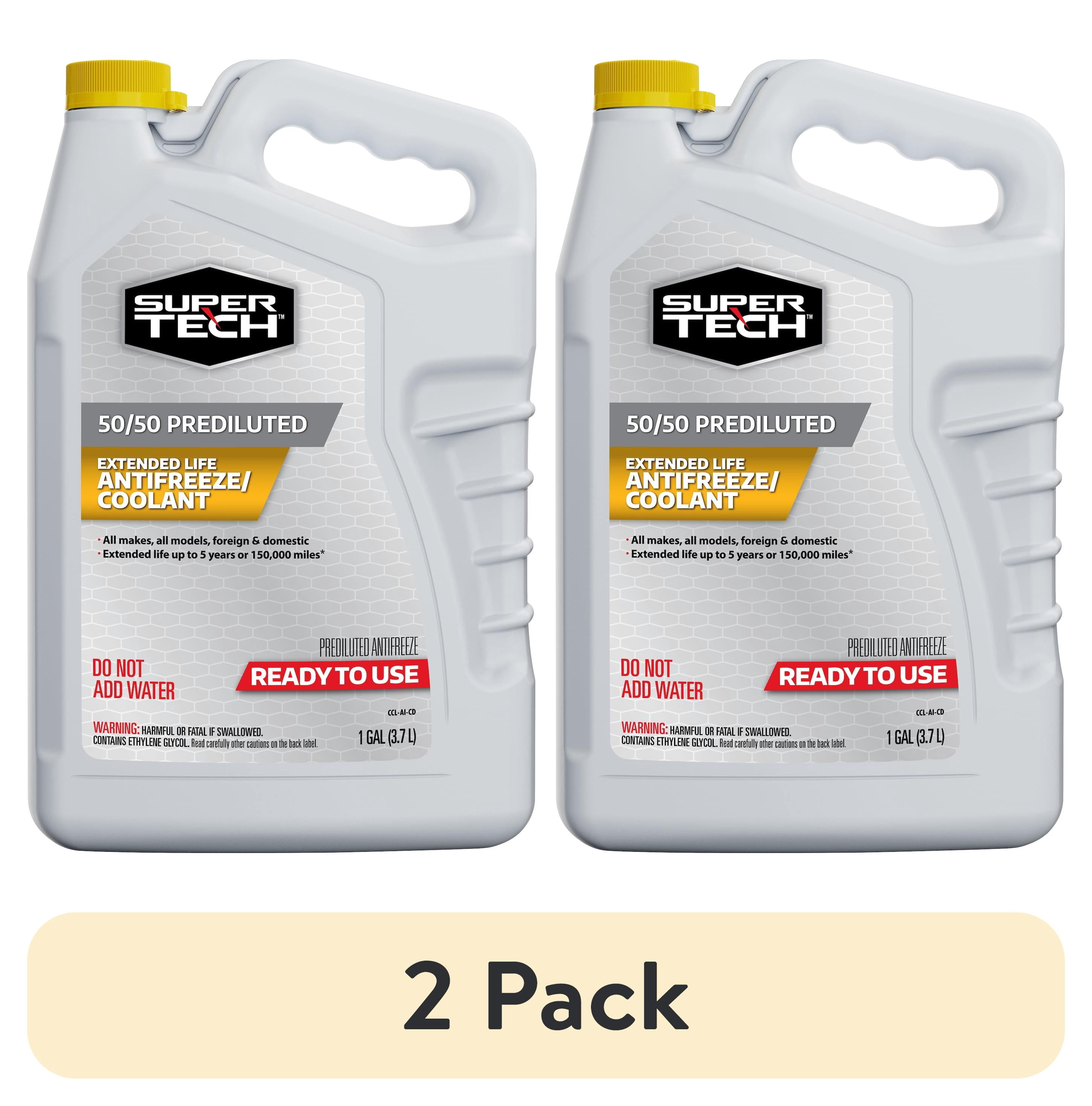 (2 pack) Super Tech 50/50 Prediluted Antifreeze/Coolant, 1 Gallon (3.78 Liters) for All Vehicles
