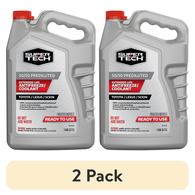 2 pack) Super Tech 50/50 Prediluted Antifreeze/Coolant for Toyota