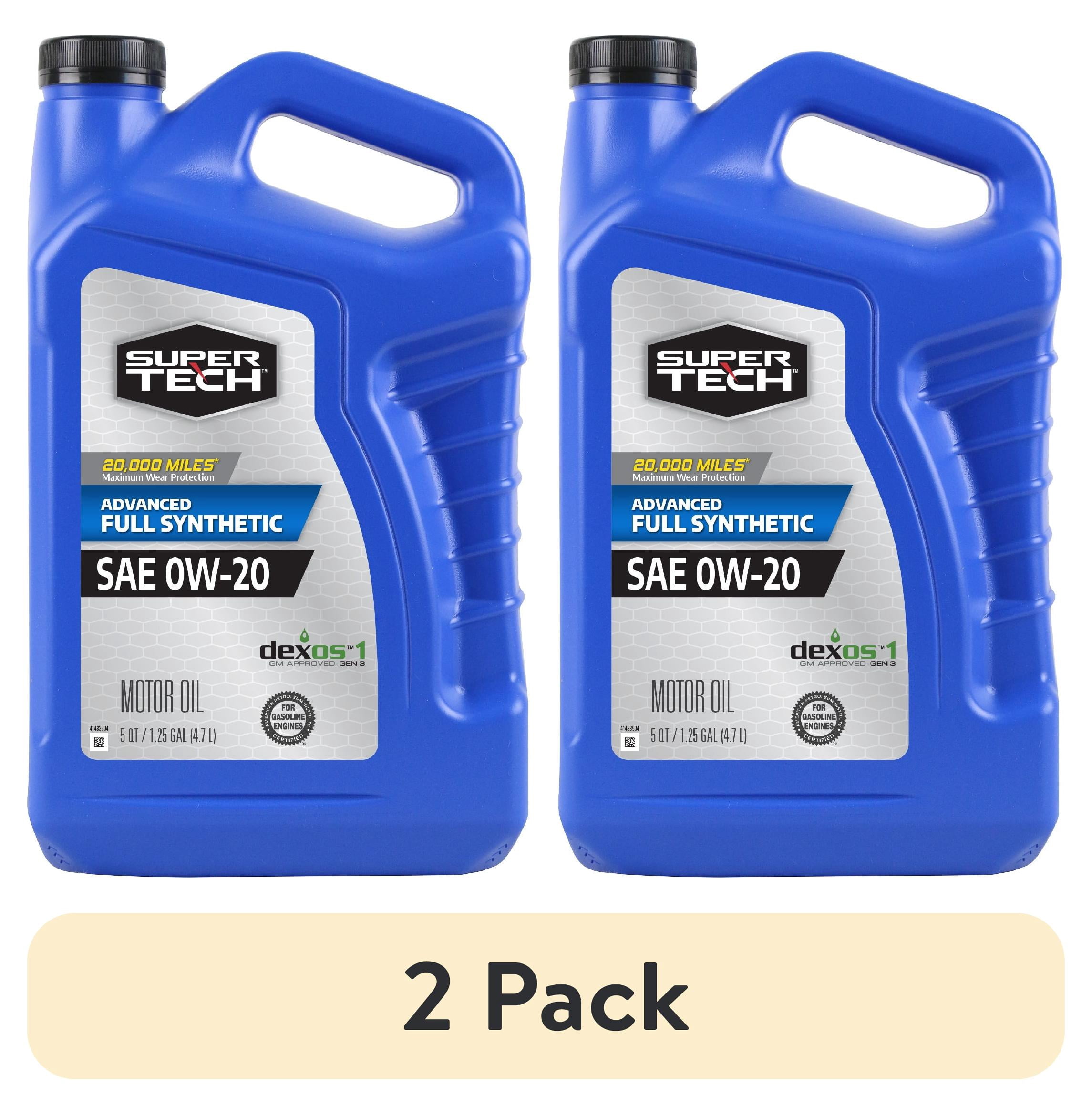 (2 pack) Super Tech Advanced Full Synthetic Motor Oil, SAE 0W-20, 5 Quarts