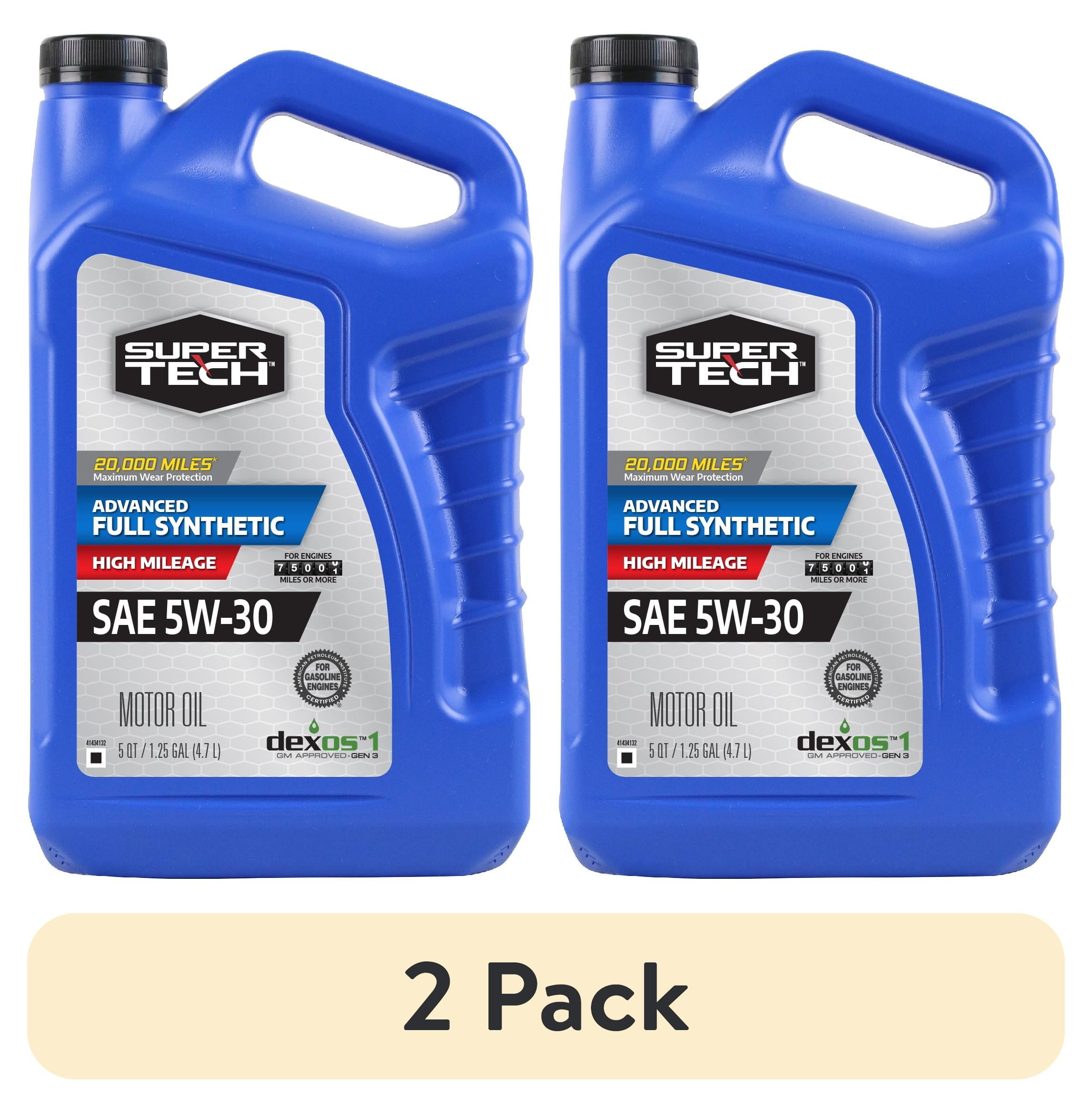 (2 pack) Super Tech Advanced High Mileage Full Synthetic SAE 5W-30 Motor Oil, 5 Quarts