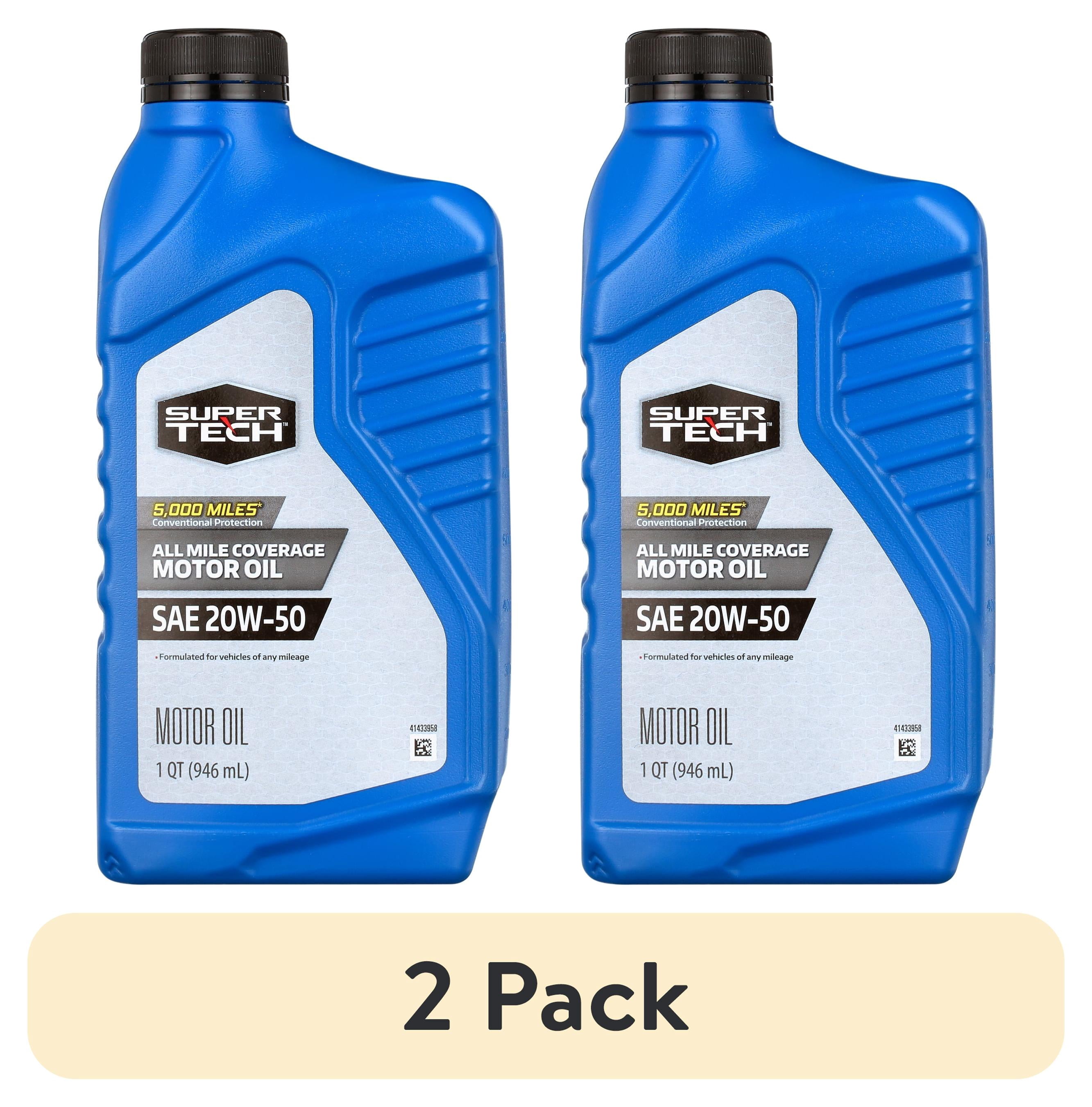 (2 pack) Super Tech All Mileage Motor Oil SAE 20W-50, 1 Quart