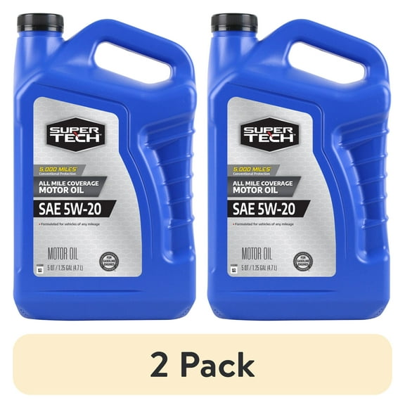 (2 pack) Super Tech All Mileage Synthetic Blend Motor Oil SAE 5W-20, 5 Quarts