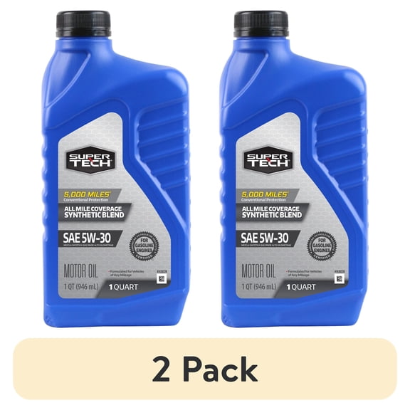 (2 pack) Super Tech All Mileage Synthetic Blend Motor Oil SAE 5W-30, 1 Quart
