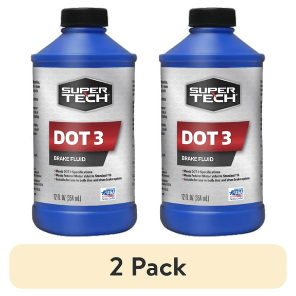 (2 pack) Super Tech DOT 3 Brake Fluid, 12 oz