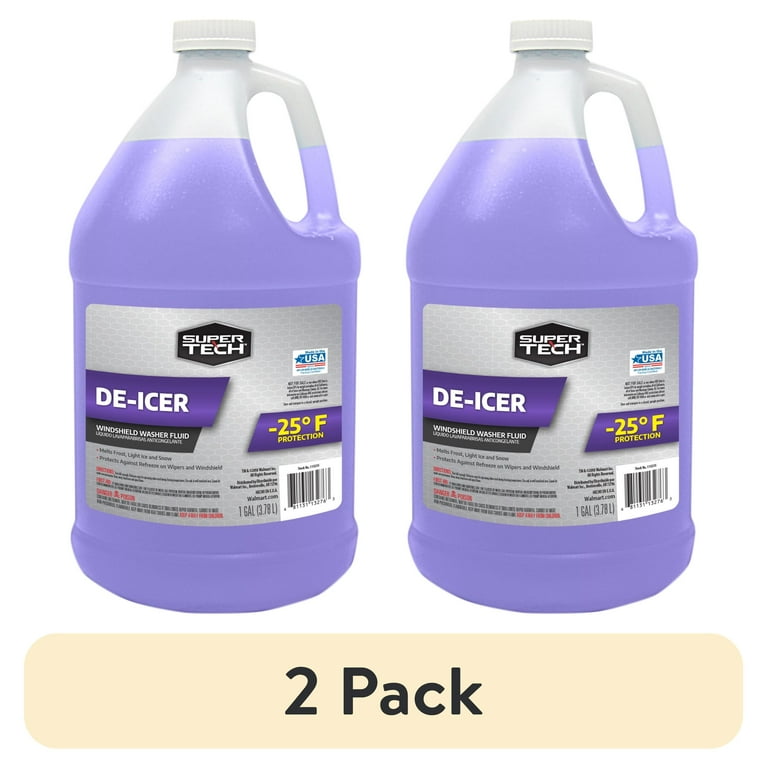 icer glp 1 2 pack) Super Tech De-Ice, Winter Formula Fluid Windshield Washer Fluid, 1 Gallon 1 Pack with Rain Repeller