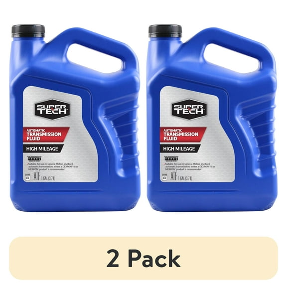 (2 pack) Super Tech High Mileage Transmission Fluid for Automatic Vehicles, 1 Gallon