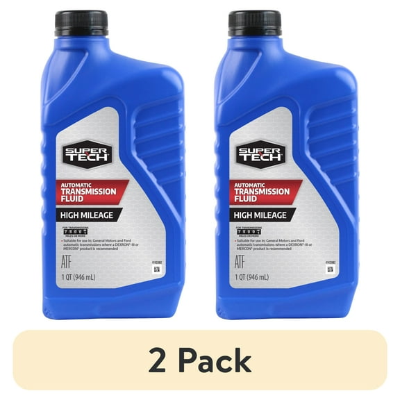 (2 pack) Super Tech High Mileage Automatic Transmission Fluid, 1 Quart